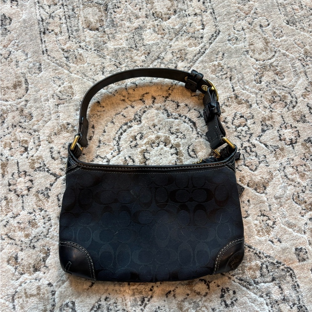 Coach Black Shoulder Bag with Gold Accents